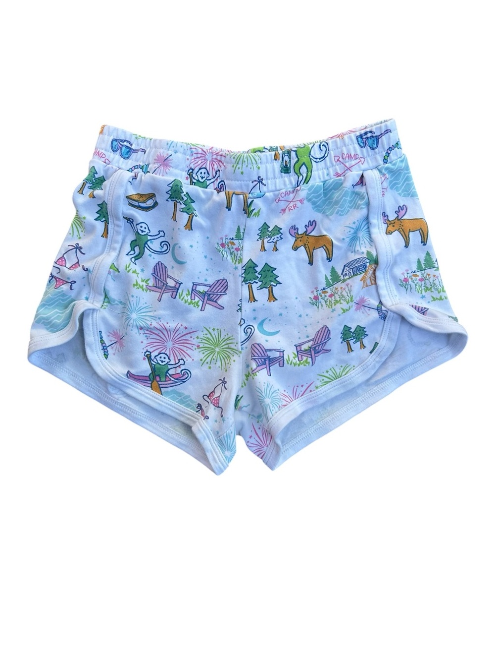 Roller Rabbit Girls’ Camp Print Woodland Cotton Track Shorts 10 Years